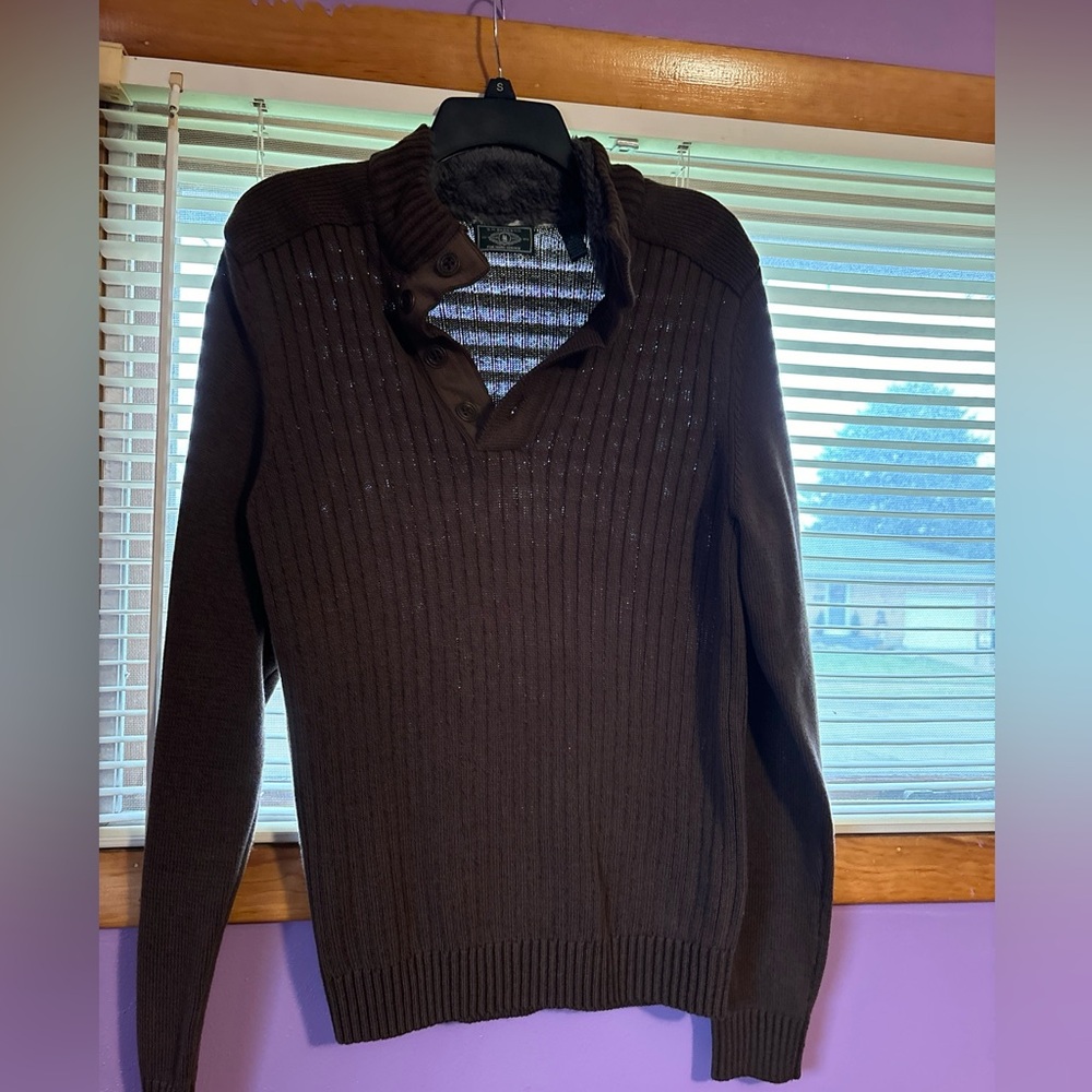 GH Bass & Co Men's Medium 1/4 Button Knit Sweater Fury Collar Medium